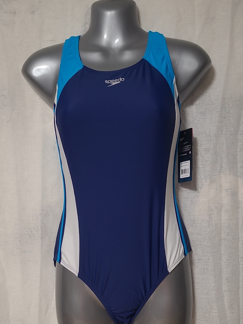 Speedo Navy One-Piece Swimsuit with Aqua Accents